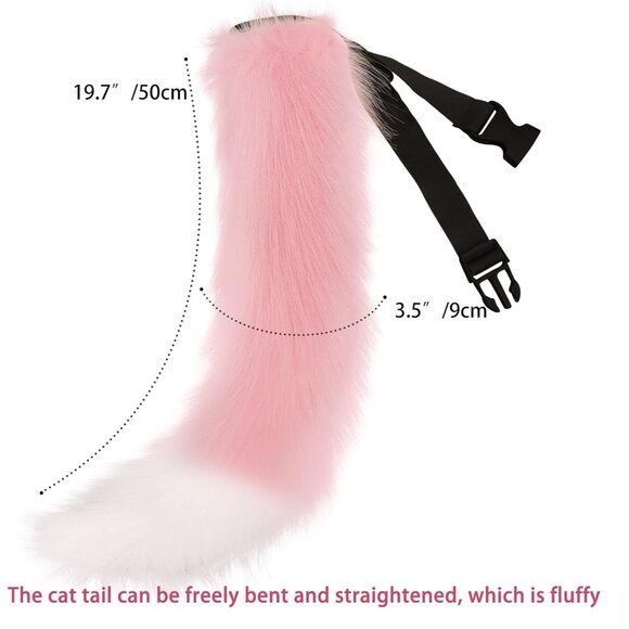 🆕 Women Pink Wolf Mask Faux Fur Ears Headband Hair Clips Cosplay Party Costume - Picture 4 of 6